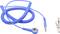 A blue, spiral-shaped cable with metallic connectors and a clip, suitable for electrostatic discharge applications.