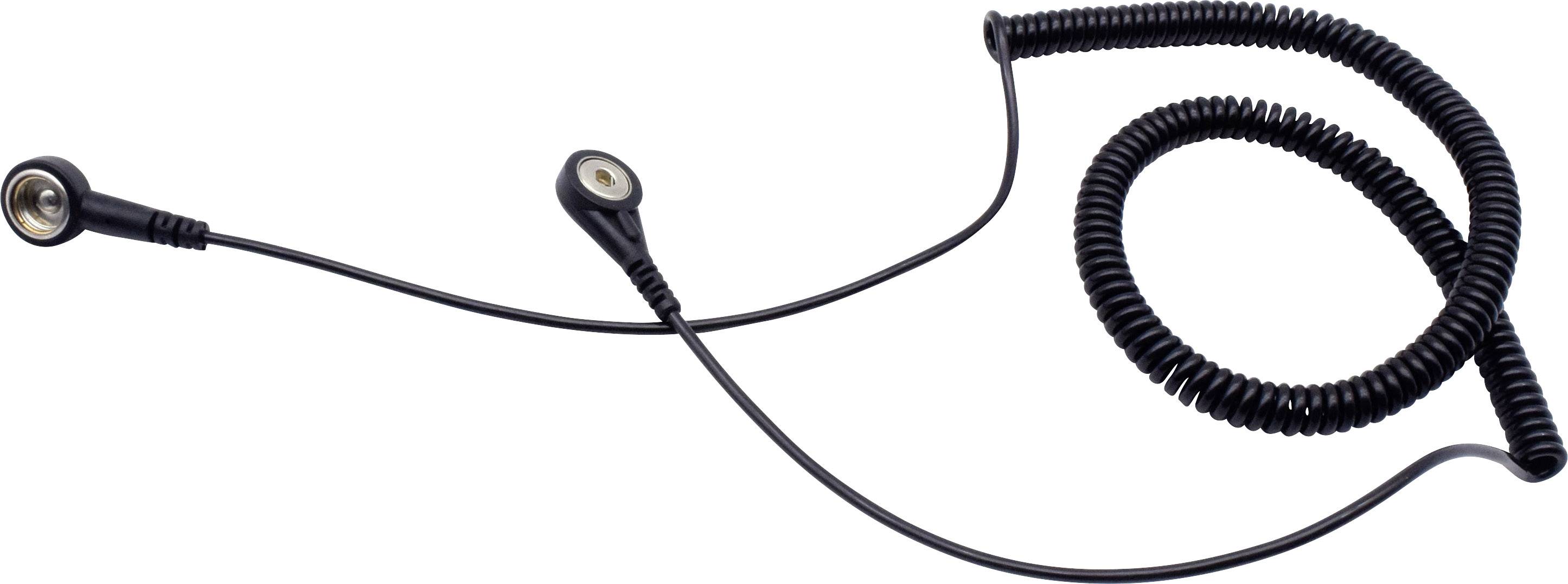 Long, spiral-shaped black cable with magnetic connectors at both ends, typically used for electrode connections.