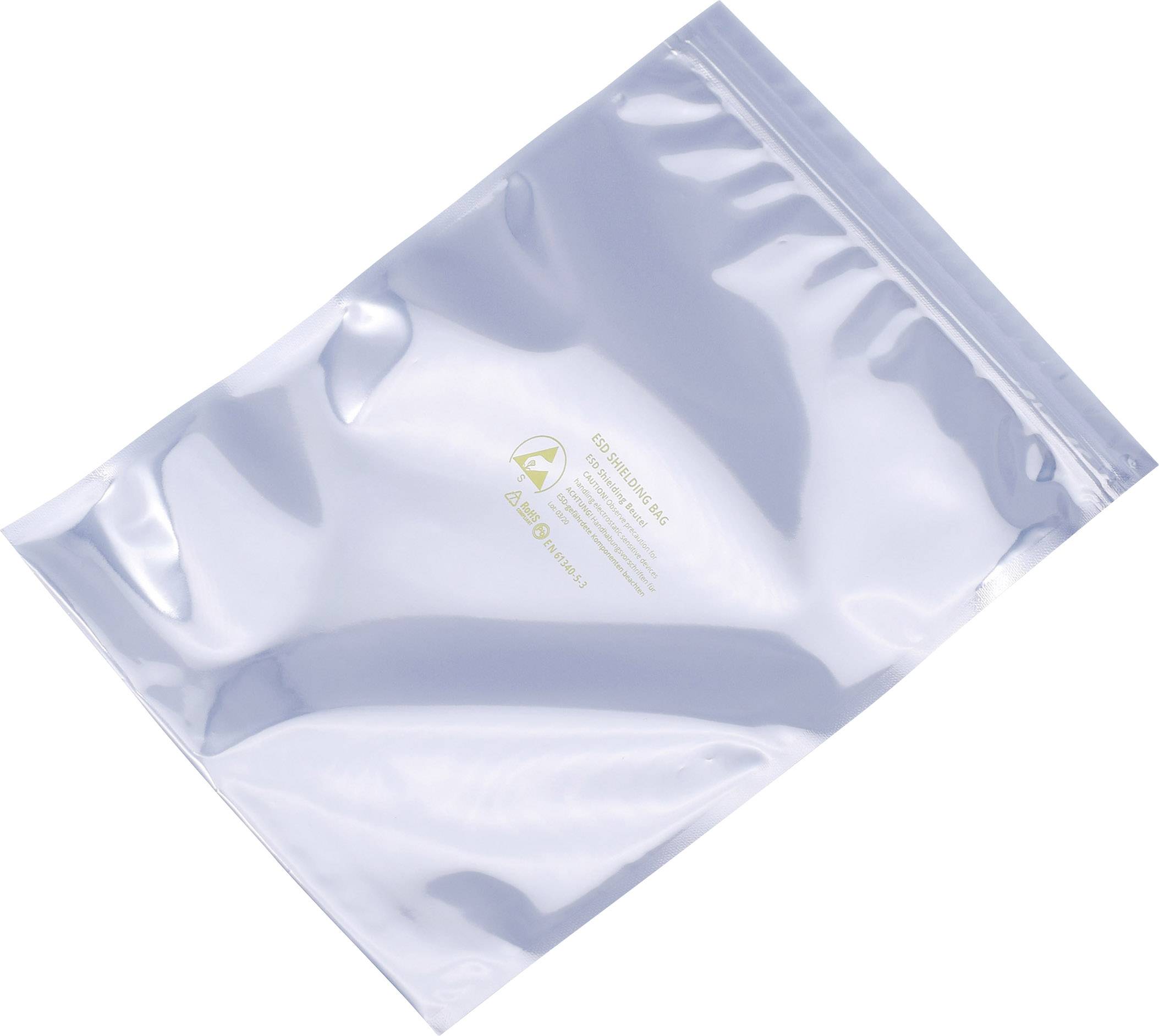 A silver, reflective anti-static bag. Ideal for safely storing electronic components.