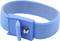 A blue wristband with an adjustable fastening and metal screw, suitable for anti-static purposes in electronic environments.
