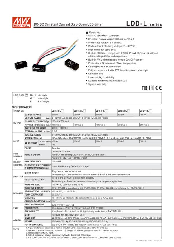 MEAN WELL LED driver Constant current 300 mA 2 - 28 V DC dimmable 1 pc(s)