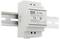 Mains Filter ICL-28R by Mean Well, mounted on a DIN rail. Supports input voltage 180-264VAC, 50/60Hz, rated current 28A. Includes CE and EAC marking.