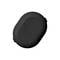 A small, black, oval object with a smooth surface. Could be a portable electronic device.