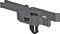 Grey plastic technical component, likely a connector element or mounting bracket, with multiple openings and attachment points.