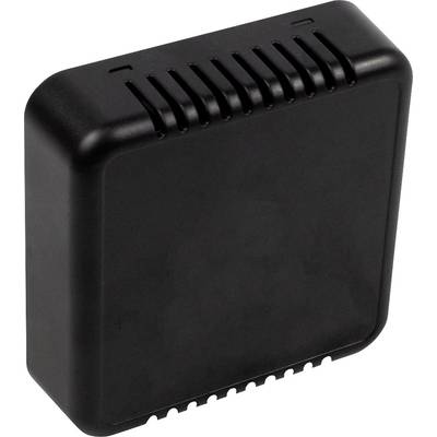 A small, rectangular, black plastic device with ventilation slots at the top and bottom, possibly a sensor or modem.