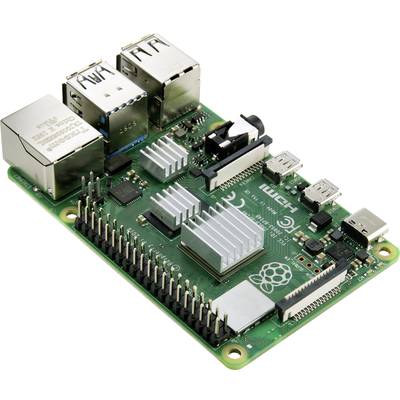 A green Raspberry Pi circuit board with USB and Ethernet ports, HDMI connection, chip, and heatsink.