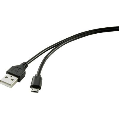 USB cable with two ends: on the left a standard USB connector, on the right a micro-USB connector. Used for charging and data transfer.