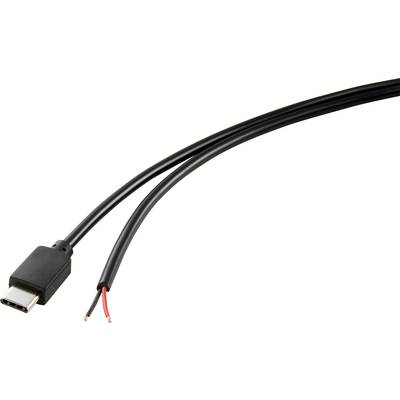 TRU COMPONENTS  Power cable Raspberry Pi [1x USB-C® plug - 1x Open cable ends] 1.00 m Black 