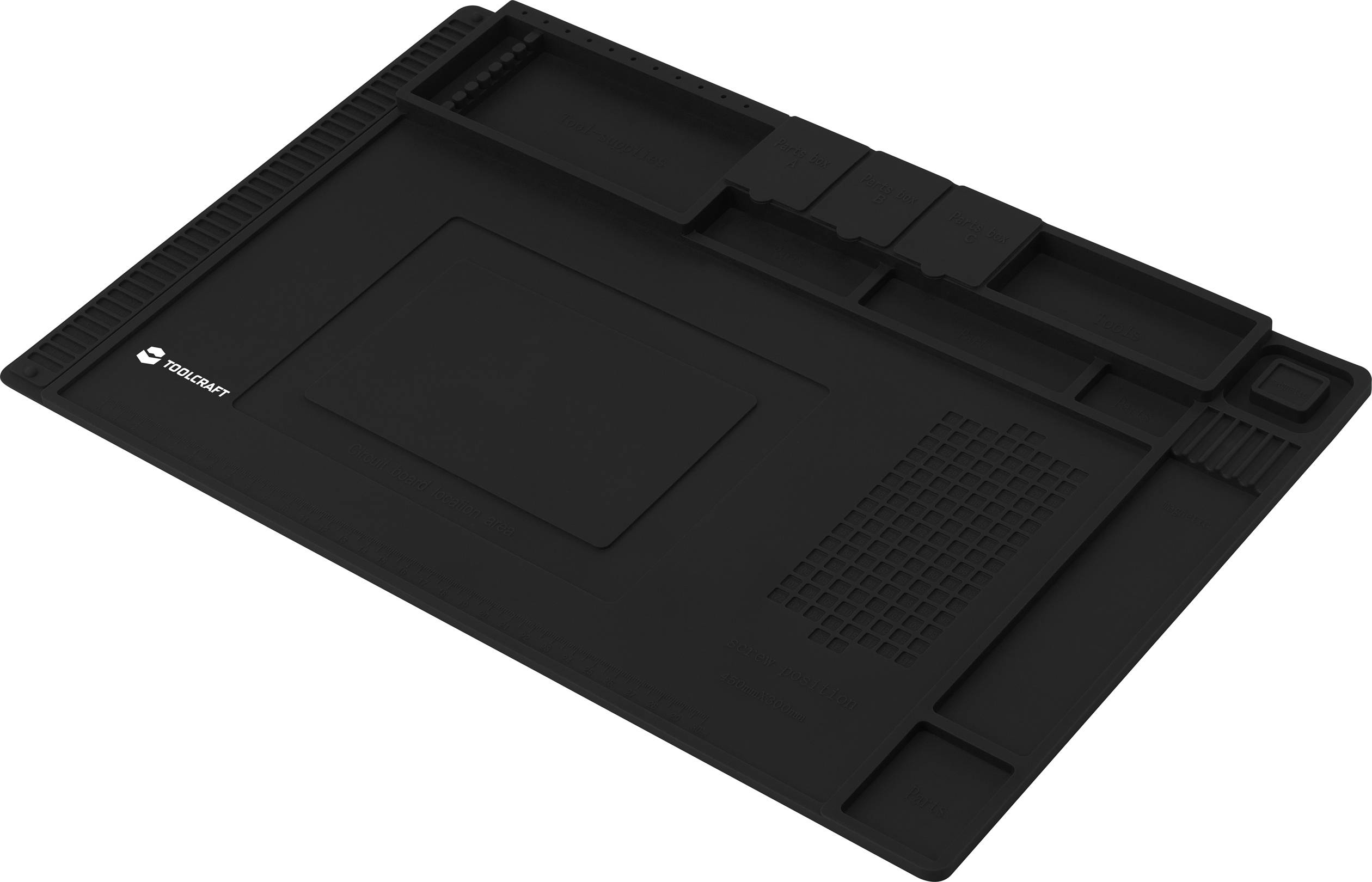 TOOLCRAFT 2248474 Heat resistant desk mat, soldering insulation pad, silicone mat (L x W x H) 450 x 300 x 15 mm