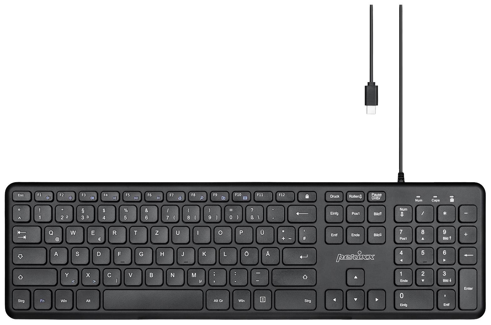 Perixx PERIBOARD-210 C DE B USB Keyboard German, QWERTZ Black