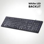 Perixx Periboard-317- wired keyboard with white background lighting - large print letters - membrane keys - dimension 44 x 12.9 x 2.7 cm