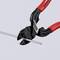 Pliers cut a thin metal rod.