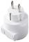 White plug adapter with two metal pins, suitable for European power sockets.