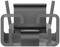 Black, abstract metal object with geometric shapes, resembling an artistic chair.
