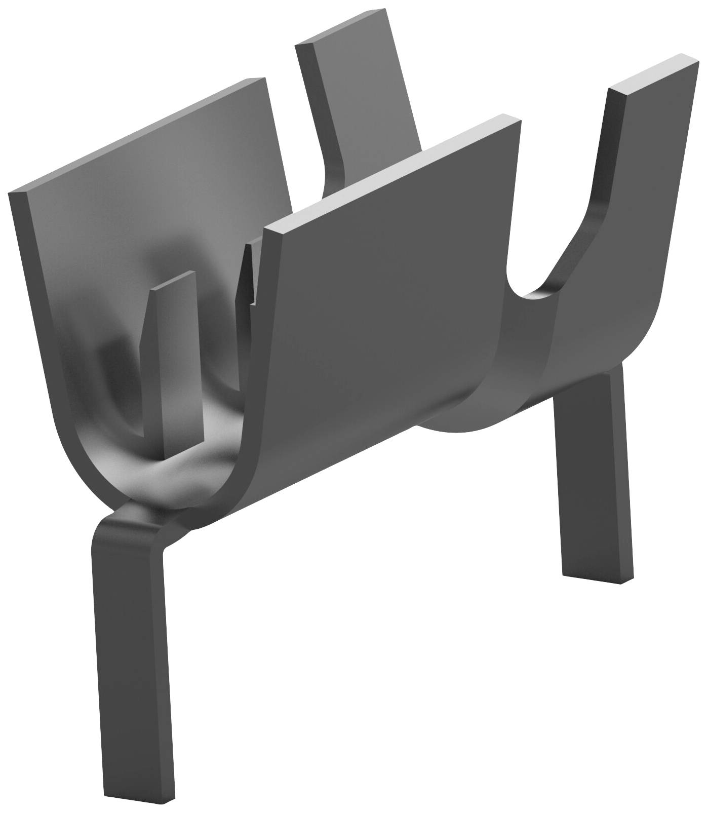 'Image of a structured, grey plastic component with two vertical supports. It could be part of a larger mechanical device.'