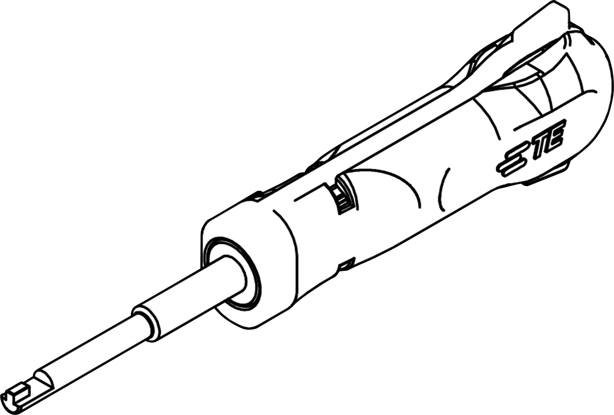 Drawing of a screwdriver with an insulated handle and a slot at the tip.