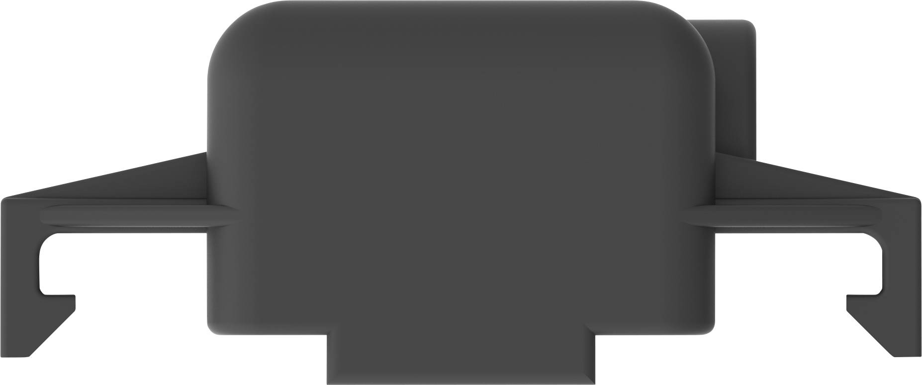 A black plastic enclosure with side mounting clips, suitable for installation or protection of electronic components.