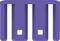 A purple 3D object with three columns and two rectangular cutouts at the bottom.