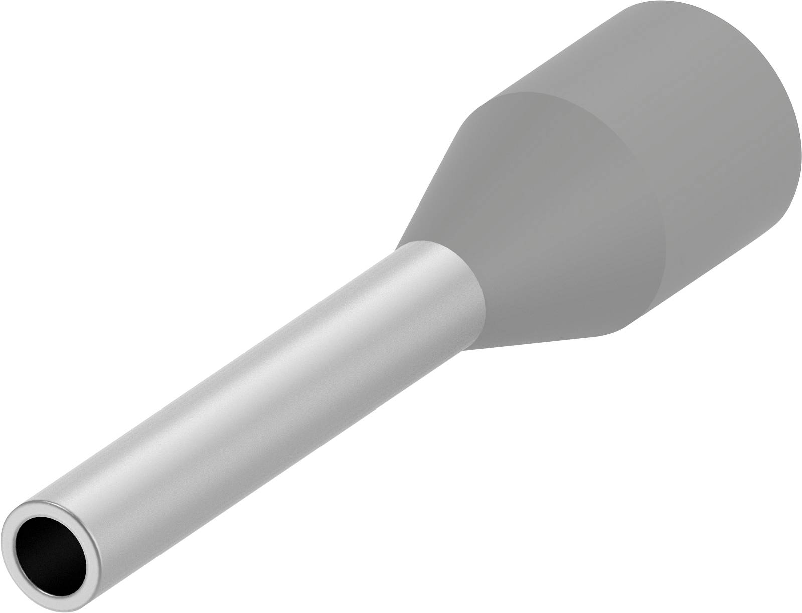 A grey, conically shaped metal component resembling a nozzle. It demonstrates a tapering structure from wide to narrow.