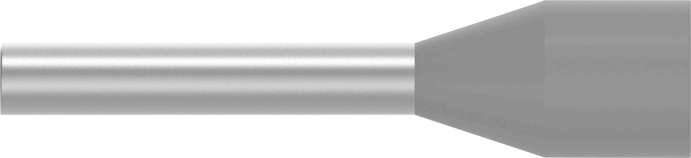 A long, grey metal cylinder with a wider, conical end on the right-hand side.