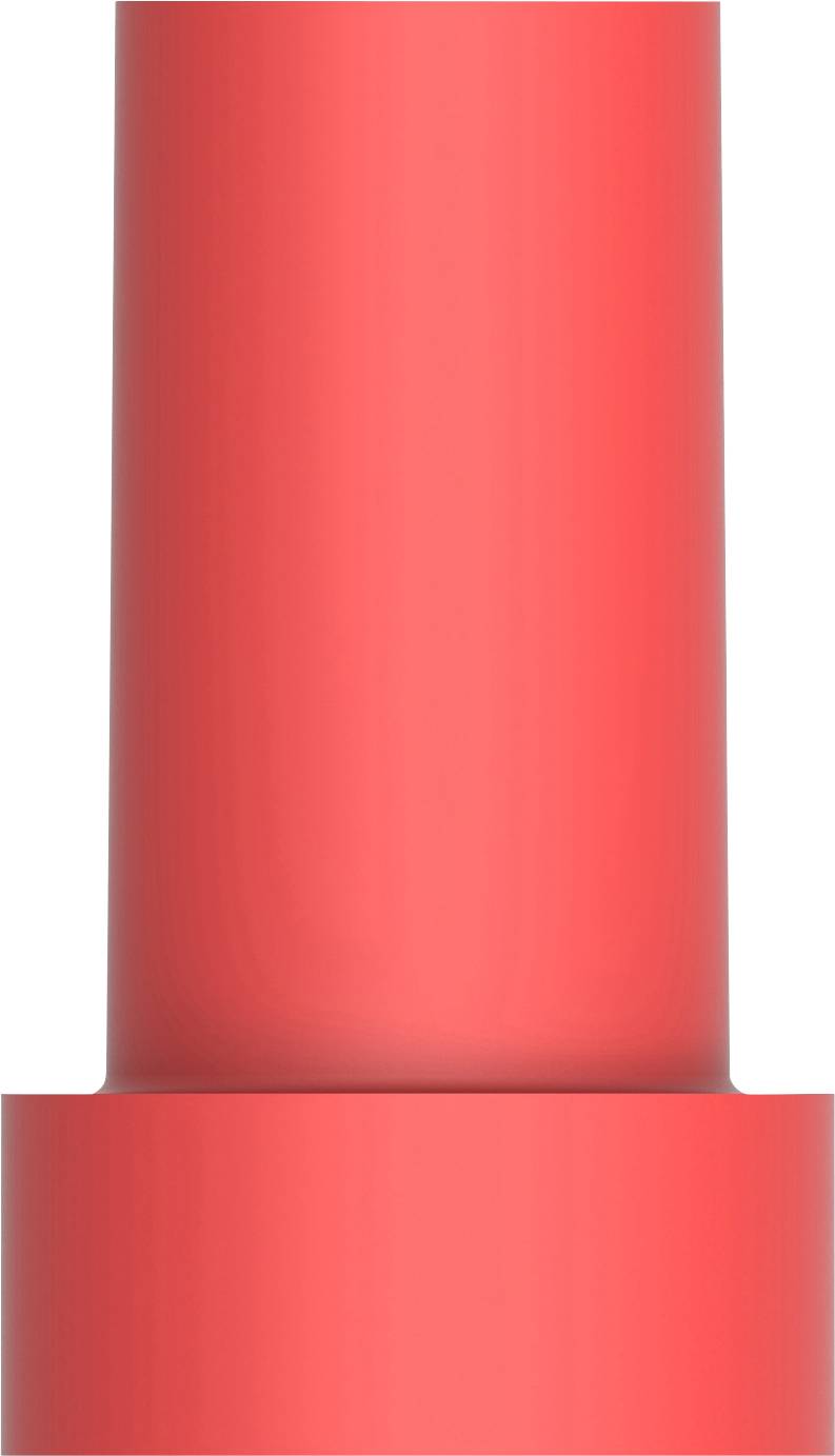 A red cylinder, vertically positioned, against a white background.