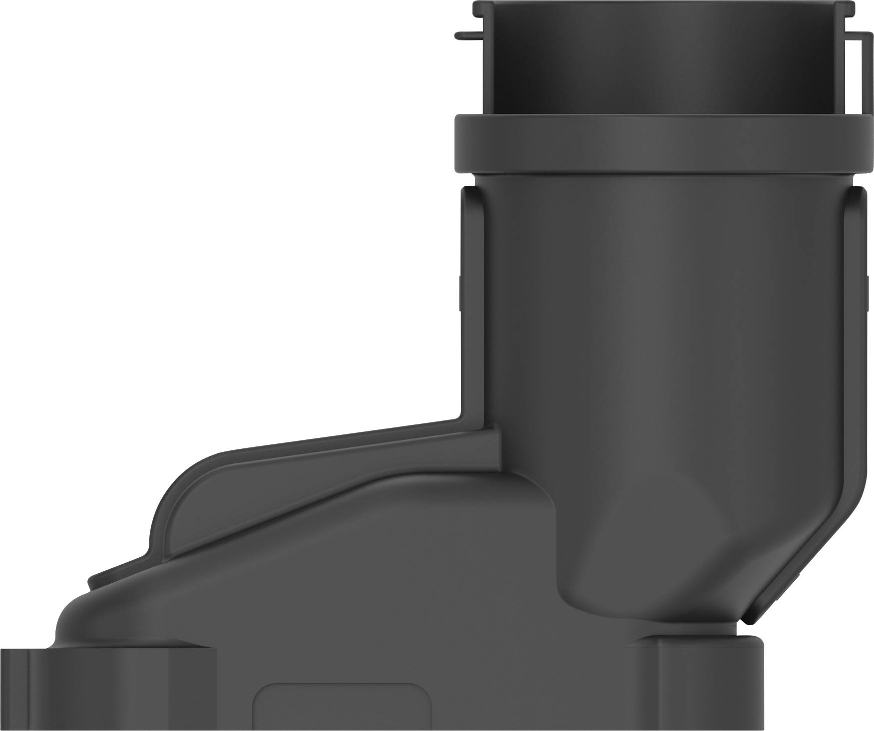 A black, rectangular plastic pipe with no visible markings or texture.