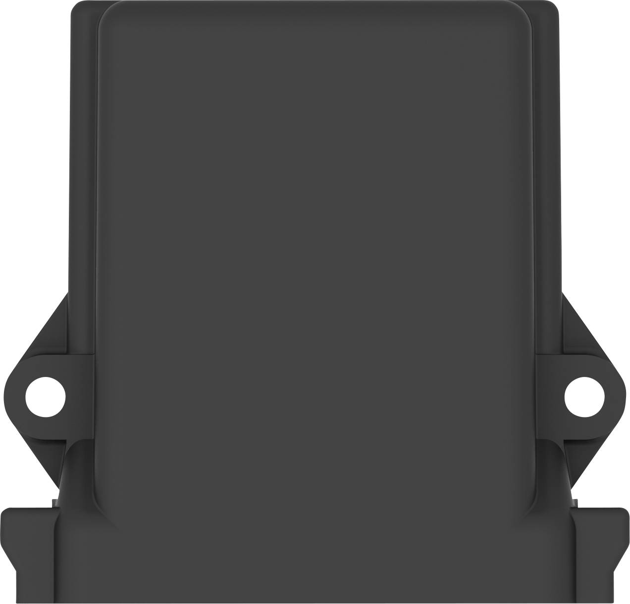Black, rectangular plastic frame with rounded corners and two side mounting holes.