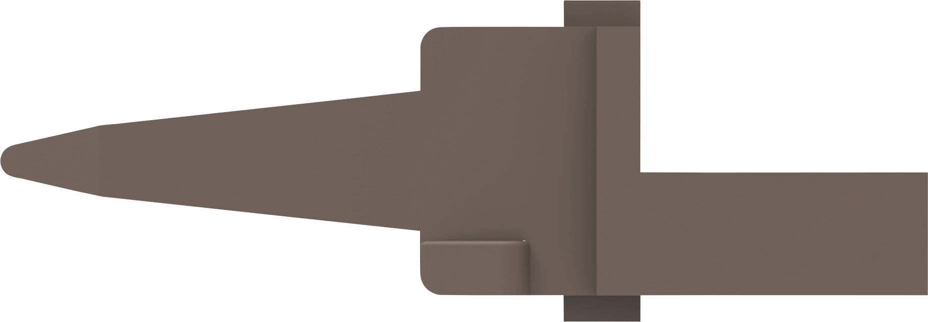 Brown plastic connector in the shape of a T-bracket, potentially suitable for gardening or landscaping works.