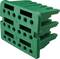 Green electrical connector module with multiple connection openings, designed for industrial control applications.