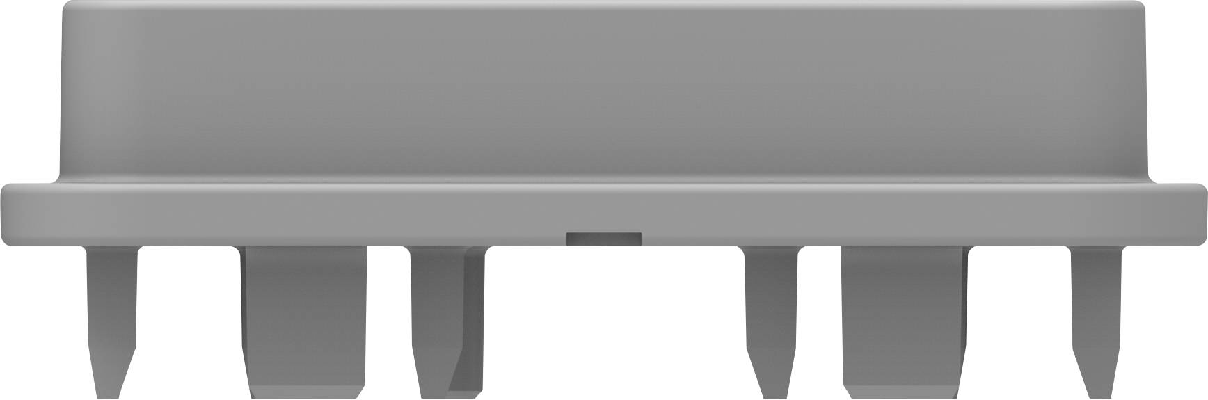 Grey, rectangular housing of an electronic component, presumably an IC (integrated circuit), viewed from the side.