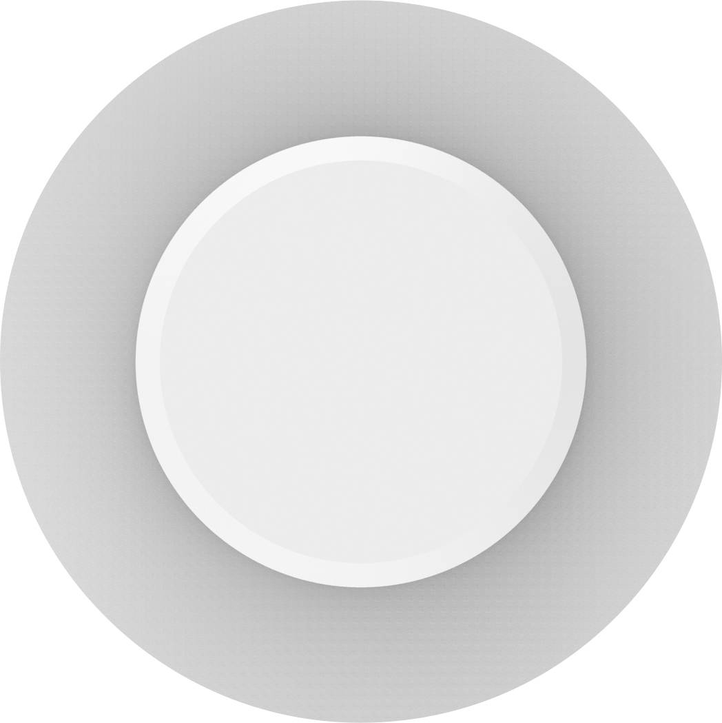 A round, white plaque against a grey background.<br><br>Note: This translation maintains the original meaning and uses British English spelling (grey instead of gray).