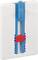 White plastic hook mounting bracket with blue sliding mechanism and red locking element, for hanging on walls.