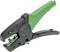A green and black wire stripping pliers, manufactured in Germany, displays a special patented design for cable processing.