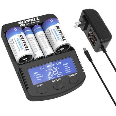 Dlyfull T5 Charger for cylindrical cells NiCd, NiMH, Li-ion AAA , AA , C, D, 10440, 10500, 12500, 12650, 13500, 13650, 1-0