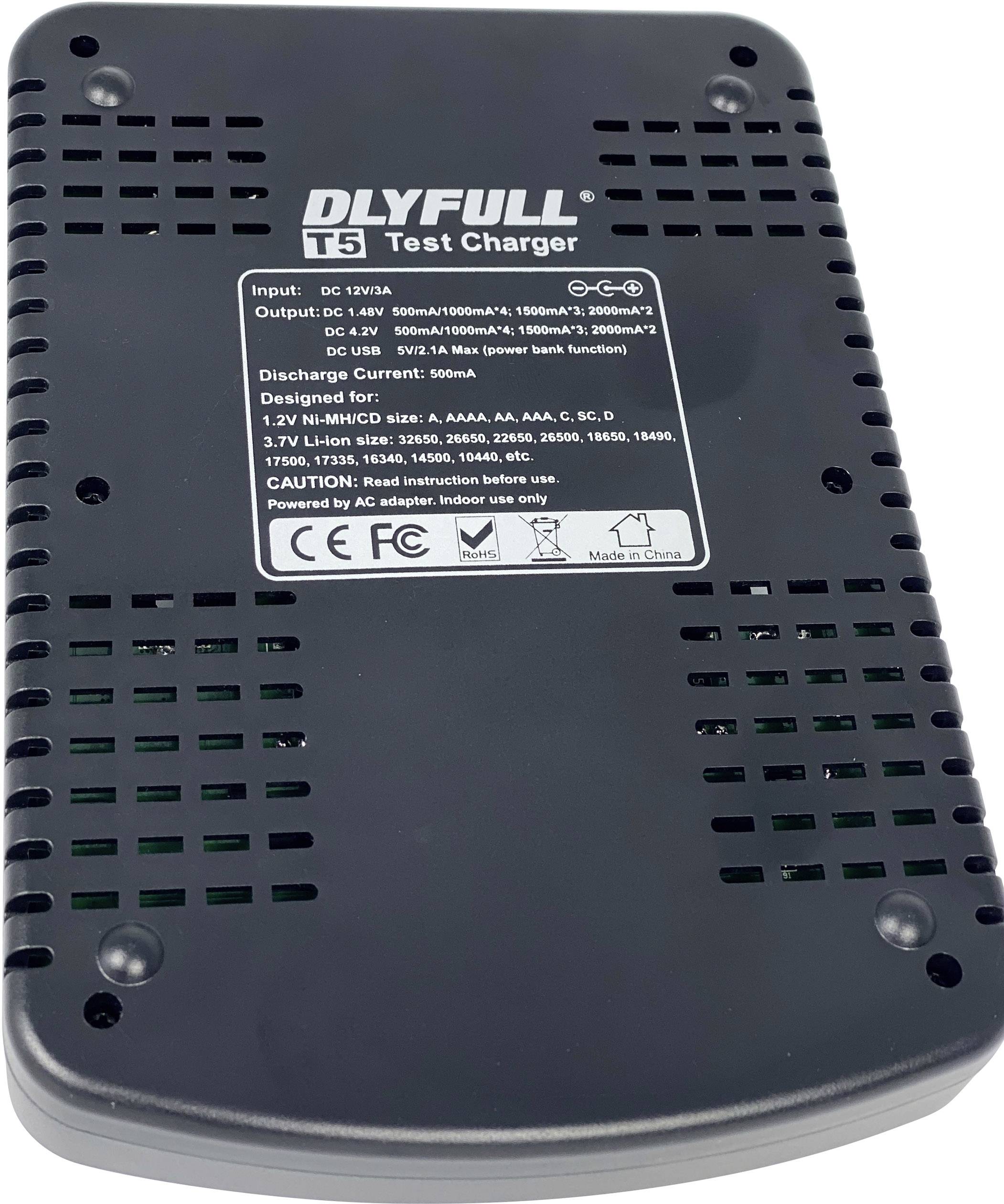 Dlyfull T5 Charger for cylindrical cells NiCd, NiMH, Li-ion AAA , AA , C, D, 10440, 10500, 12500, 12650, 13500, 13650, 1-3