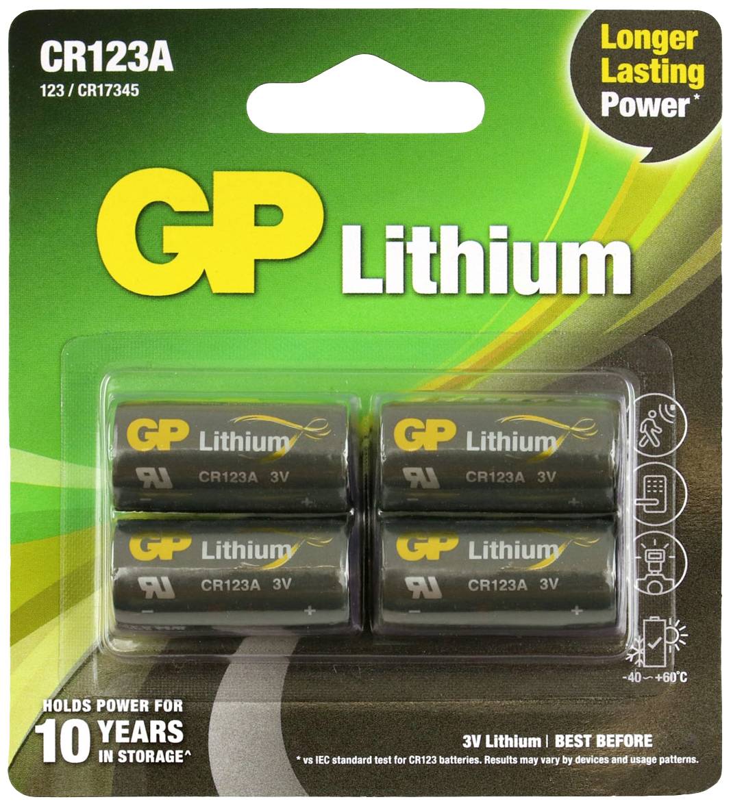GP GPCR123AECO135C4 Camera battery CR123A Lithium 1400 mAh 3 V 4 pc(s)-1