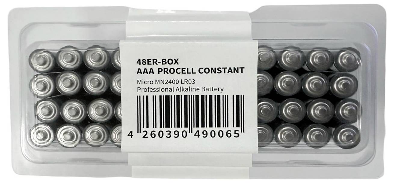 A pack of 48 AAA batteries by 'Procell Constant', suitable for professional applications.