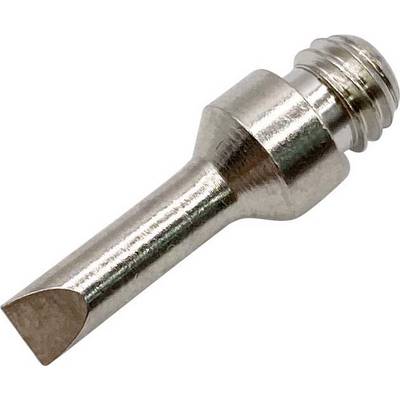 'Metal soldering iron tip with a flat, bevelled point and screw thread at the top.'