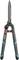 Hedge trimmer with ergonomic handles and serrated blades for precise cutting.