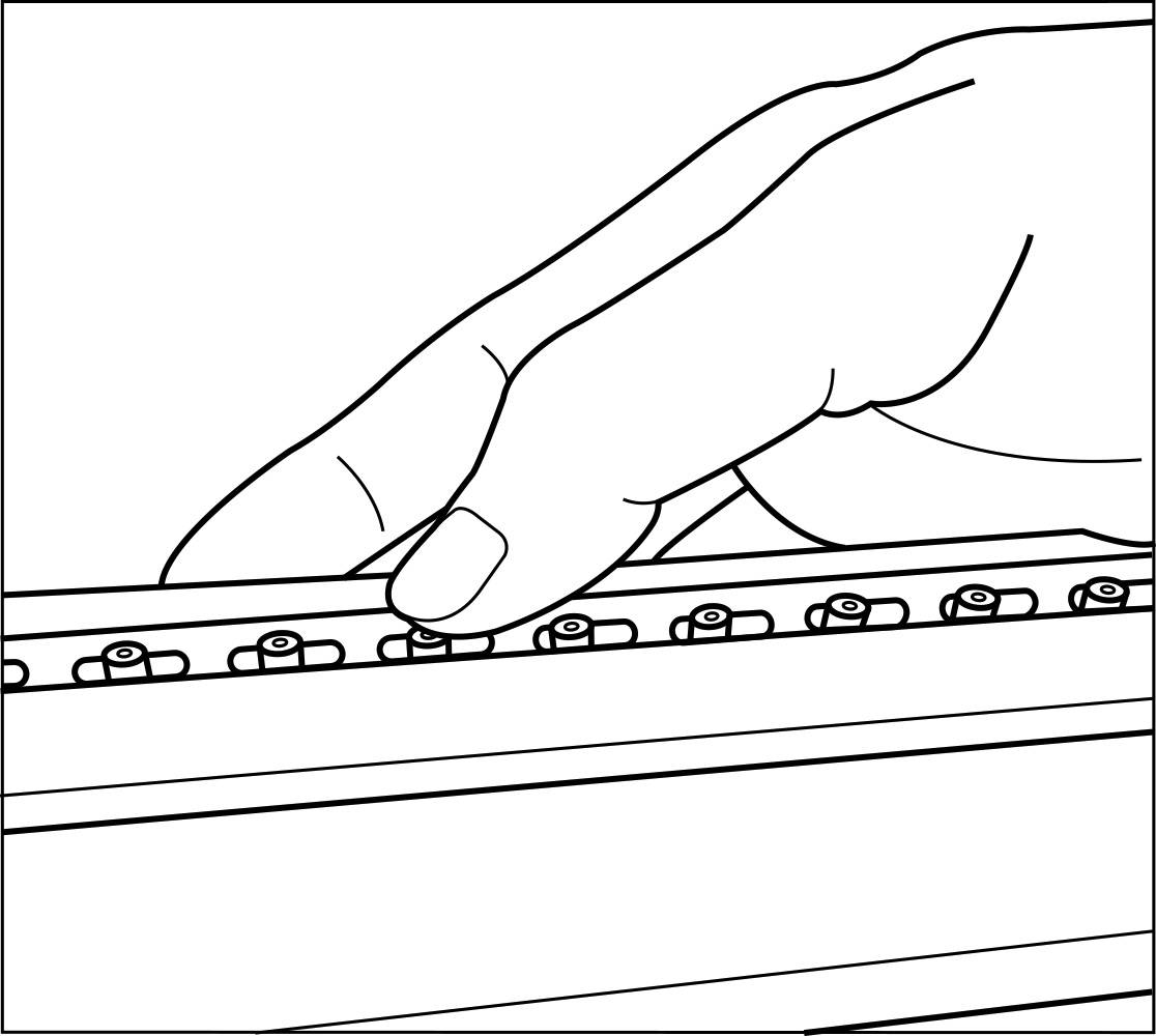 A hand is reading Braille script on a specialised device.