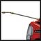 A red high-pressure washer with a long metal lance and nozzle, ideal for efficient cleaning with a powerful water jet.