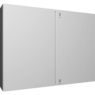 Two adjacent grey electrical cabinets, each with a small round lock in the top right corner.