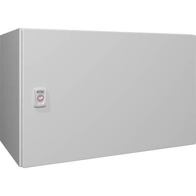 Grey cupboard with a rectangular shape, featuring a silver lock with the brand logo on the front.