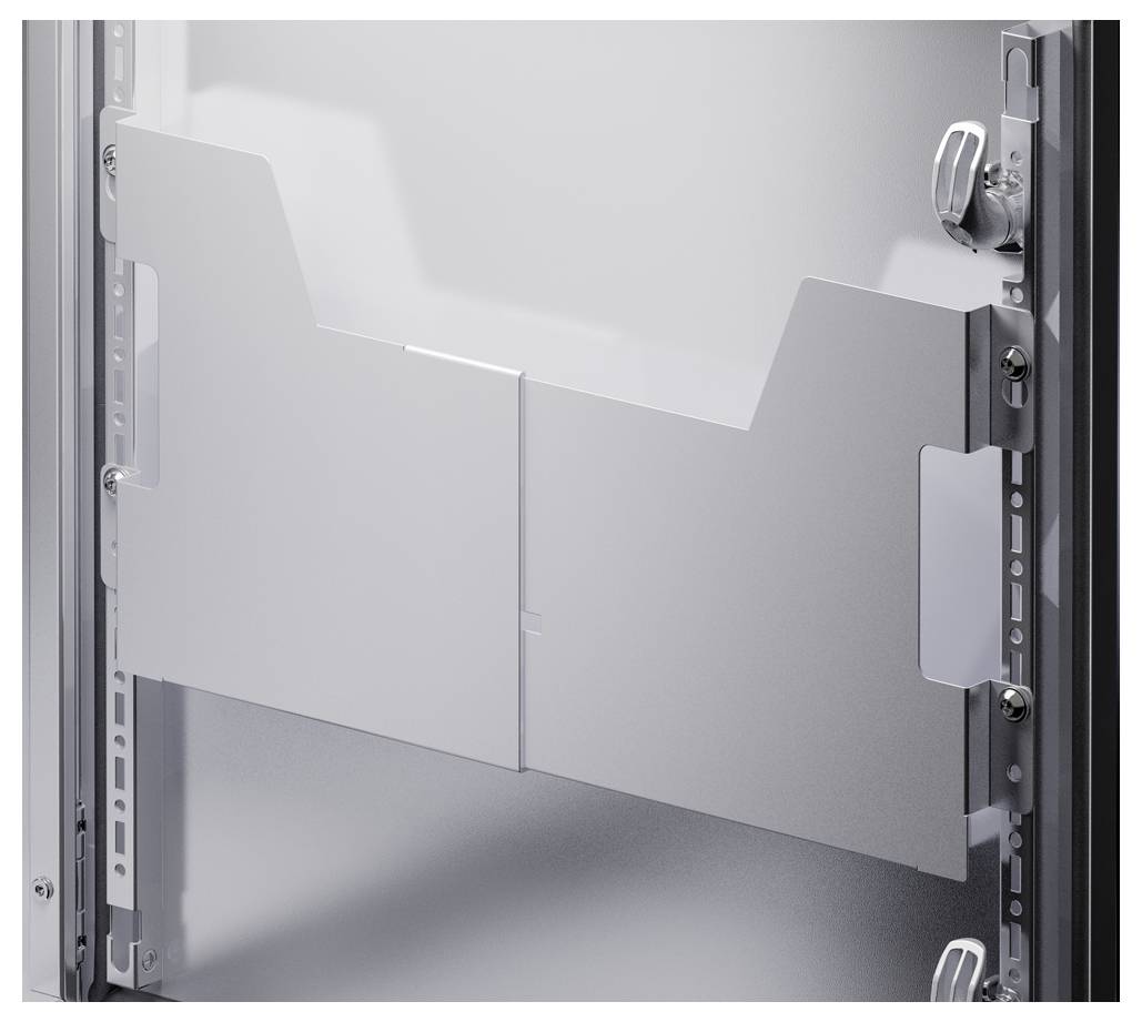Metal plate mounted in a cabinet, used as a partition or stabiliser.