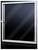 Transparent glass door with a silver frame against a dark background. A door handle is located on the left side.