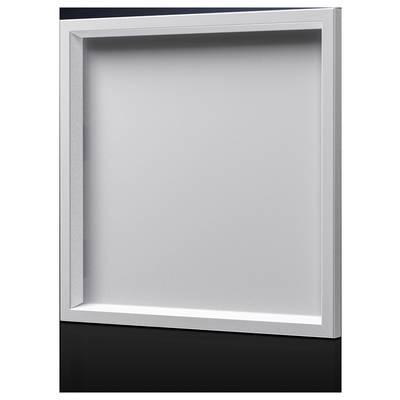 A white-framed empty picture stands facing forward on a black background.