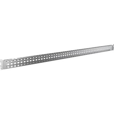 Metal rail with square and rectangular holes, likely for fixing or mounting in technical applications.