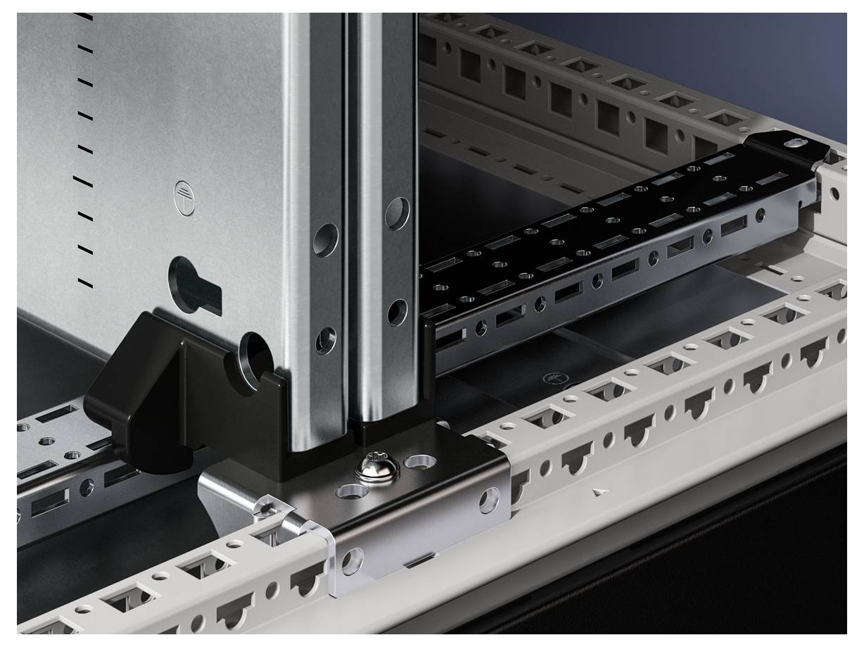 Metal frame with rails and fixing elements, showing technical structure and installation in an industrial context.