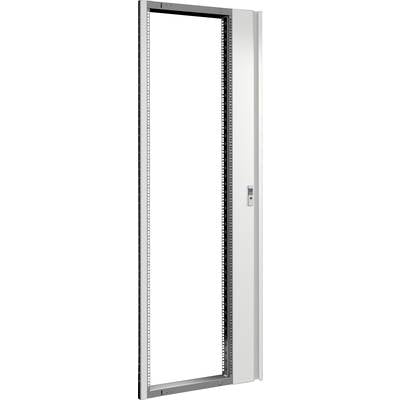 A metal rack frame for server or network equipment, rectangular and tall, with screw mounting points on the sides for installation.