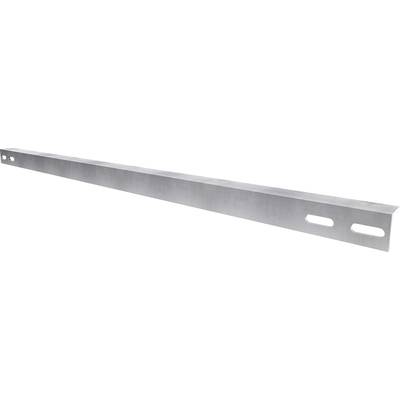 Metal angle with two slots, rectangular, silver-coloured, against a white background. Primarily for construction or assembly purposes.
